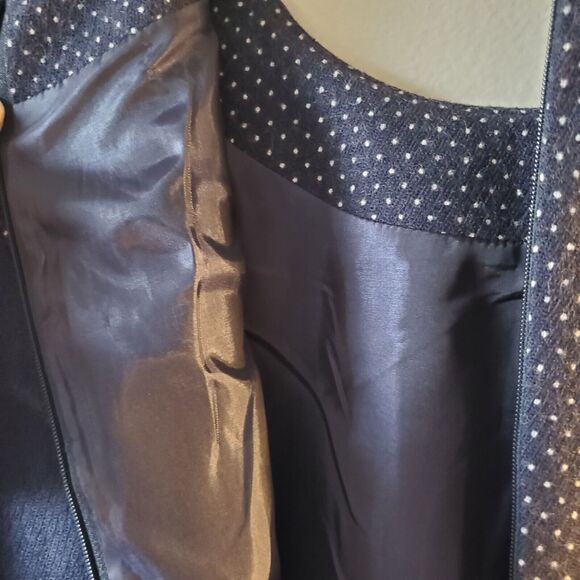 HOBBS London Blue White Polka Dot US 6 Wool Blend Pockets Business Preppy Dress - Picture 6 of 14